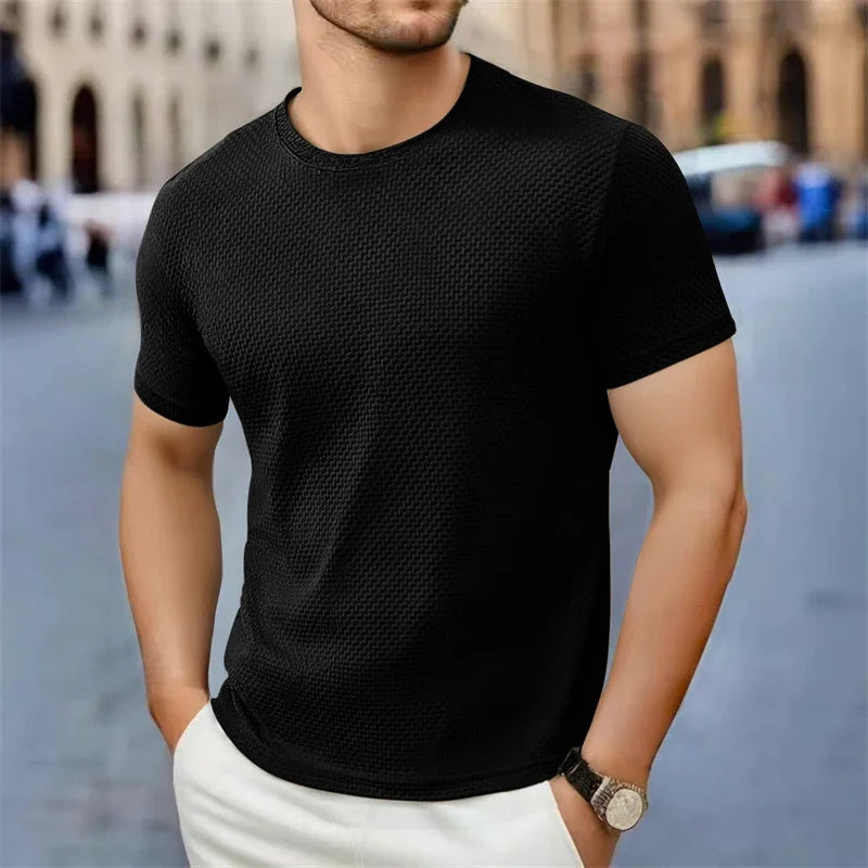 Men's Floral-Print Tee - O-Neck Short Sleeve, Breathable Summer
