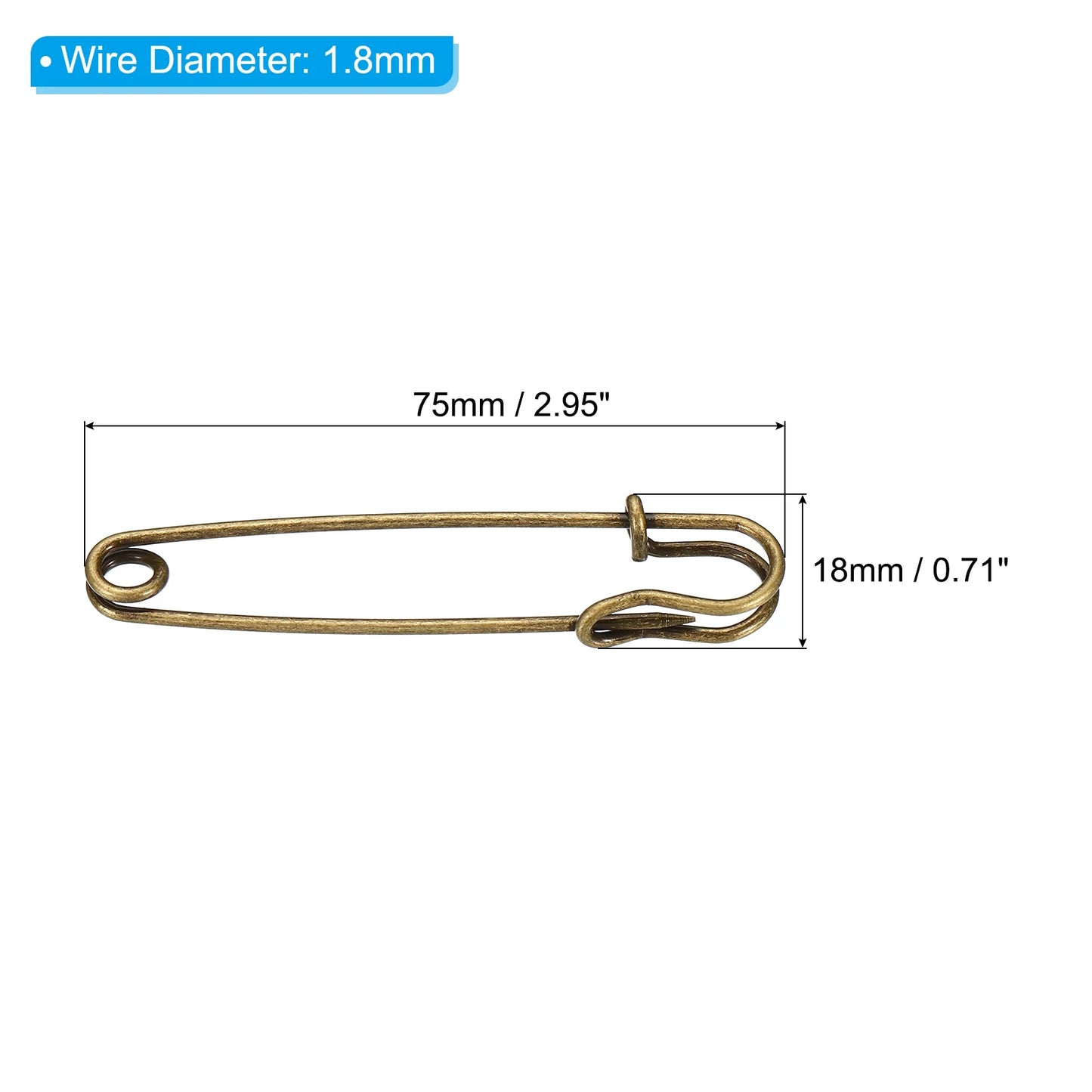 Safety Pins 2.95 Inch Large Metal Sewing Pins for Blankets Skirts Crafts Brooch Making 20Pcs