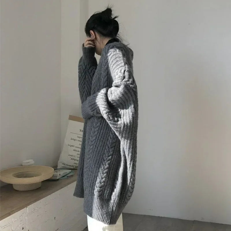 Cardigan for Women Korean Style Knitted Sweater Woman V Neck Coat Outerwear Long Sleeve Hot Youth Fashion Lightweight Harajuku