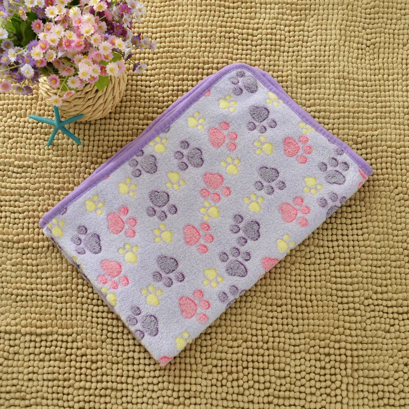 Flannel Dog Paw Print Blanket - Warm Pet Mat in 3 Sizes - photo 8