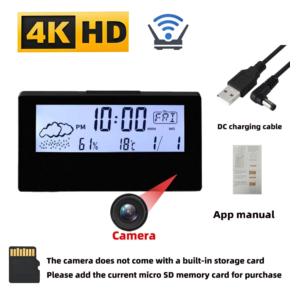 4K Clock Camera — WiFi Home Monitor with Motion Detection
