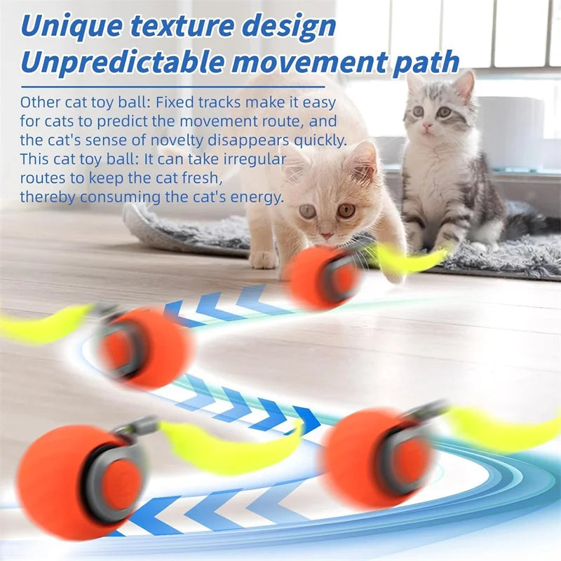 Smart Electric Rolling Cat Toy Ball – USB Rechargeable Automatic Interactive Teaser | Moving Bouncing Ball for Cats