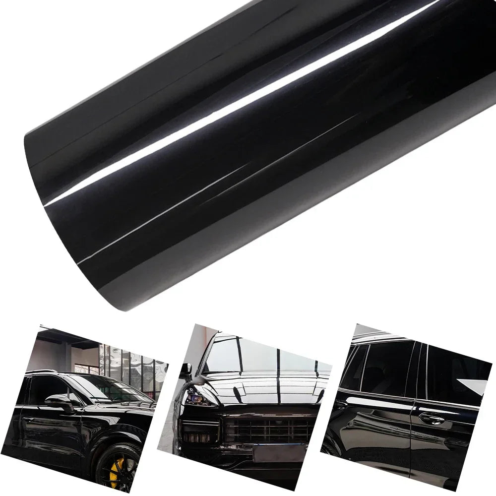 Ultra Gloss PET Piano Black Vinyl Wrap Film Sticker Auto Decoration Accessories Glossy Black Self Adhesive Vinyl Bubble Air Free
