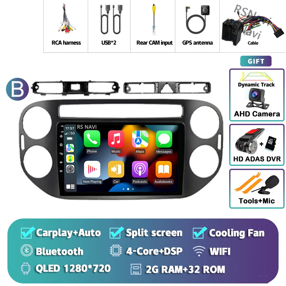 Car Stereo with Apple CarPlay & Android Auto, Compatible with VW Tiguan 1 NF (2006-2016)