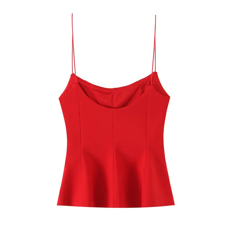 Ele Bal Crop Top Women's Faion Spring Summer Slim Fit Elastic Skirt Sle Hemline New Arrival Vest Strap Tops
