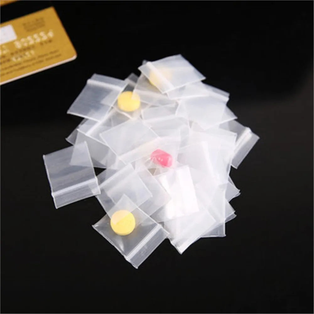 100pcs Mini Plastic Storage Bags Resealable Self Sealing Zipper Clear Plastic Pouch For Small Business Jewelry Storage Packaging