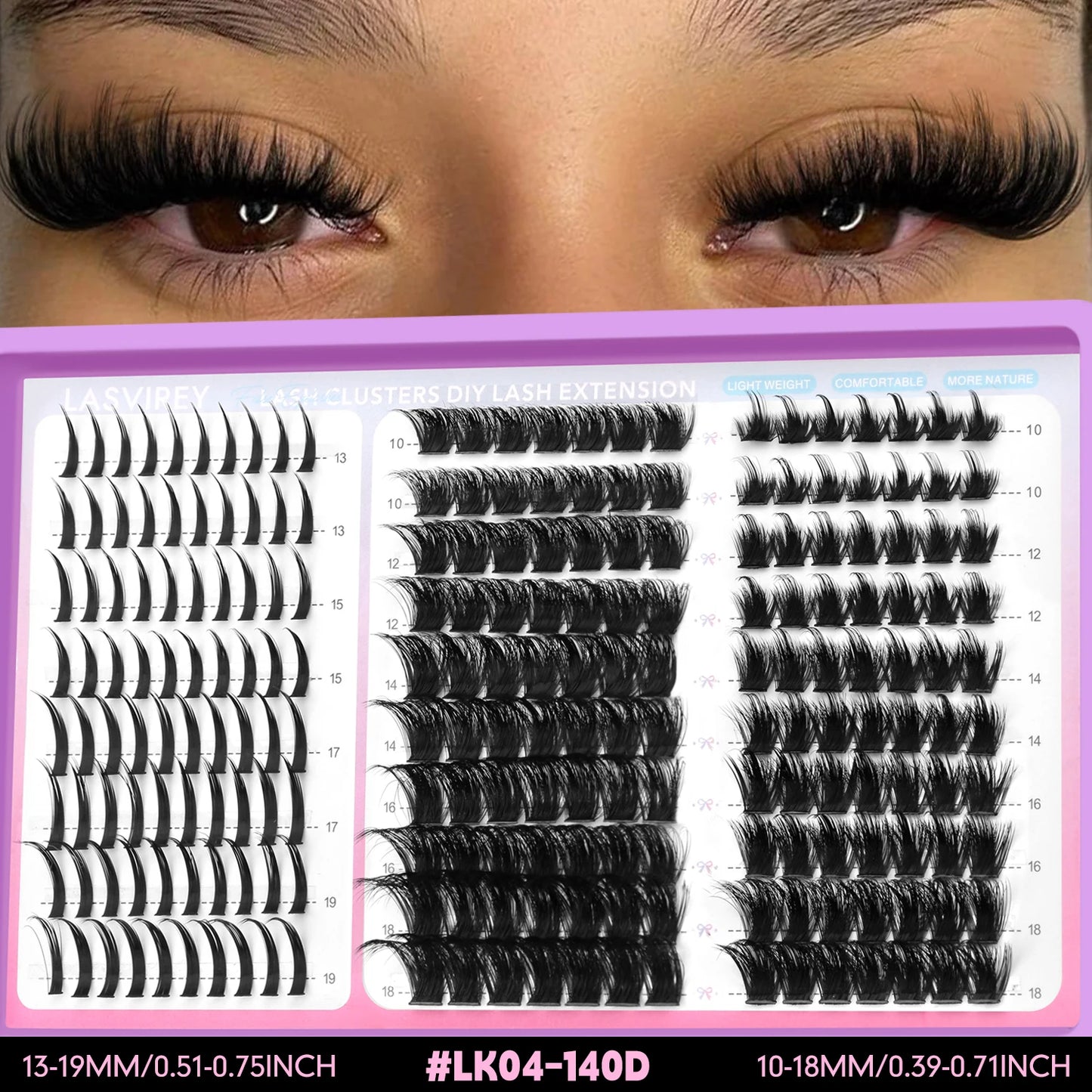 LASVIREY Lash Clusters DIY Spiky Cluster Lashes Mixed Styles Fluffy Volume Clusters Lashes Fluffy Individual Eyelashes Extension
