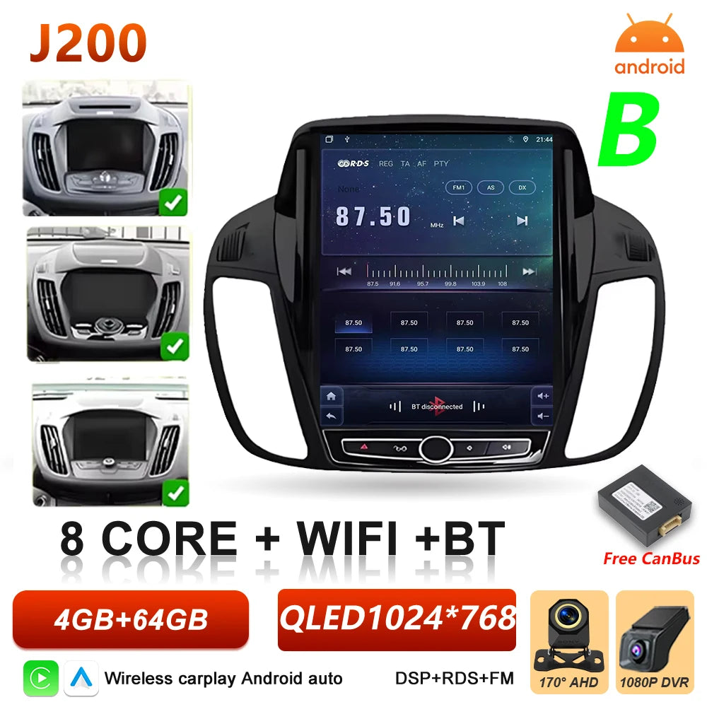 Car Stereo with Apple CarPlay & Android Auto, Compatible with Ford C-MAX, Kuga 2 & Escape 3