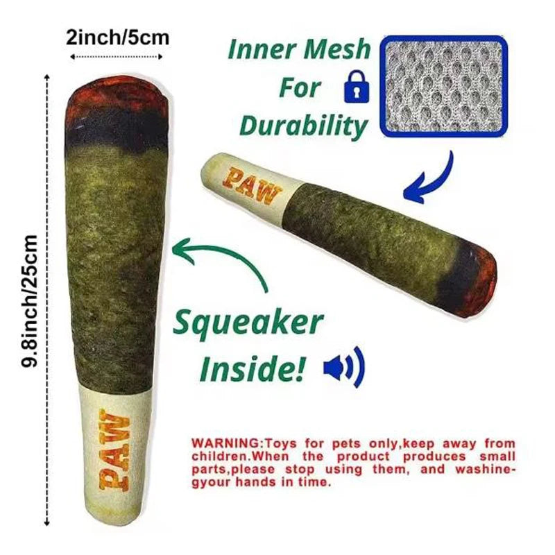 Dog Toy Funny Interactive Dog Toys Cigar Design Sound Making Toy Plush Squeaky Pet Grinding Teeth Creative Chew for Small Medium