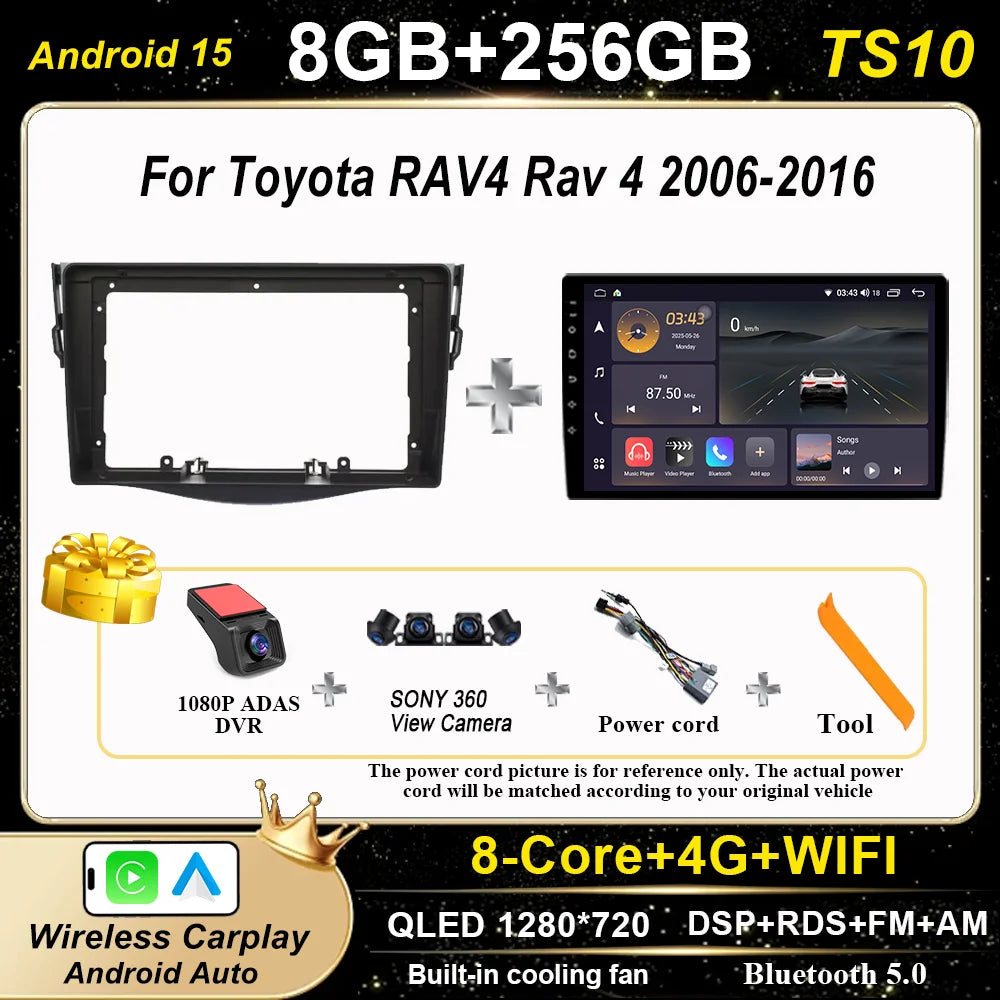 Android Auto Car Radio For Toyota RAV4 Rav 4 2006-2016 Navigation Player Multimedia Carplay Touch Screen 2Din Stereo Head Unit