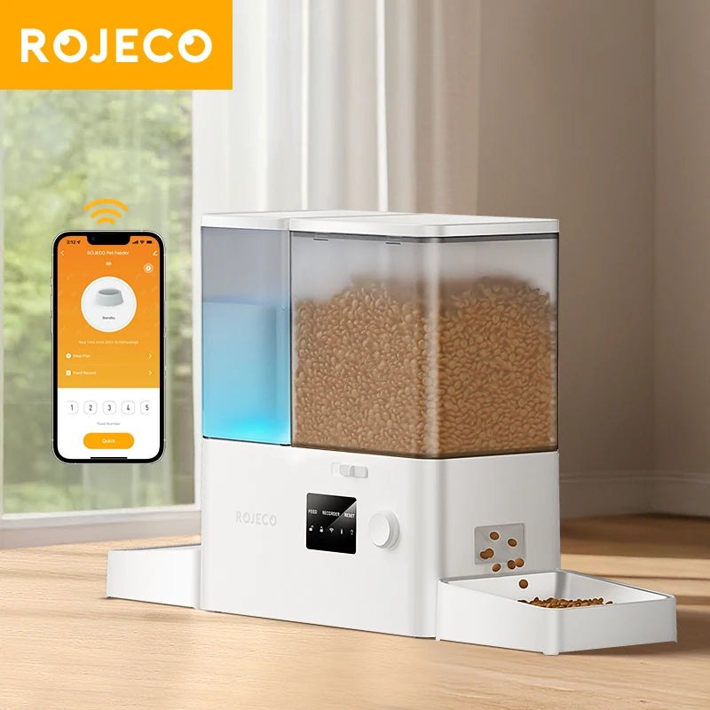 Automatic Pet Feeder with Water Fountain, 5L Food and 3.5L Water