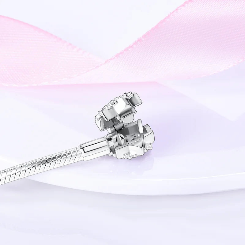 925 Sterling Silver Charm Bracelet – Star Moon Sun Four Leaf Clover Zircon | DIY Birthday Gift for Women (17-20cm)