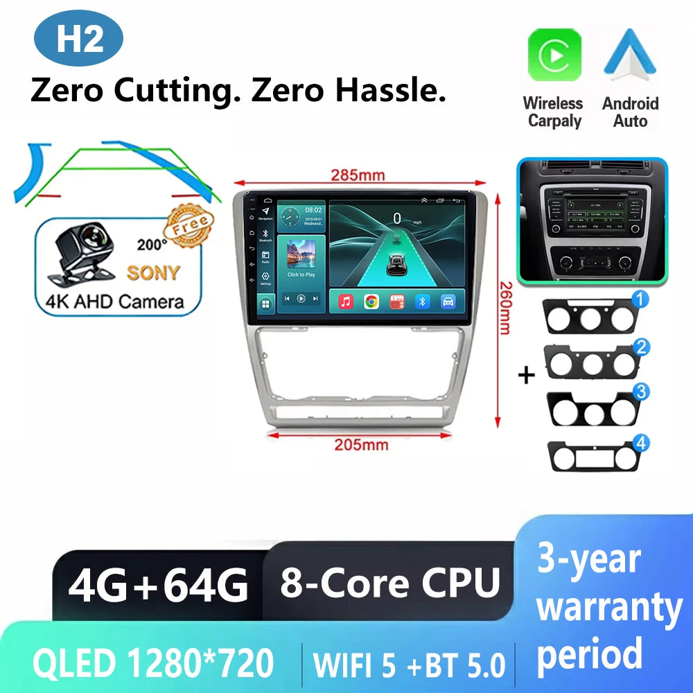 Car Stereo with Apple CarPlay & Android Auto, Compatible with Skoda Octavia 2 A5