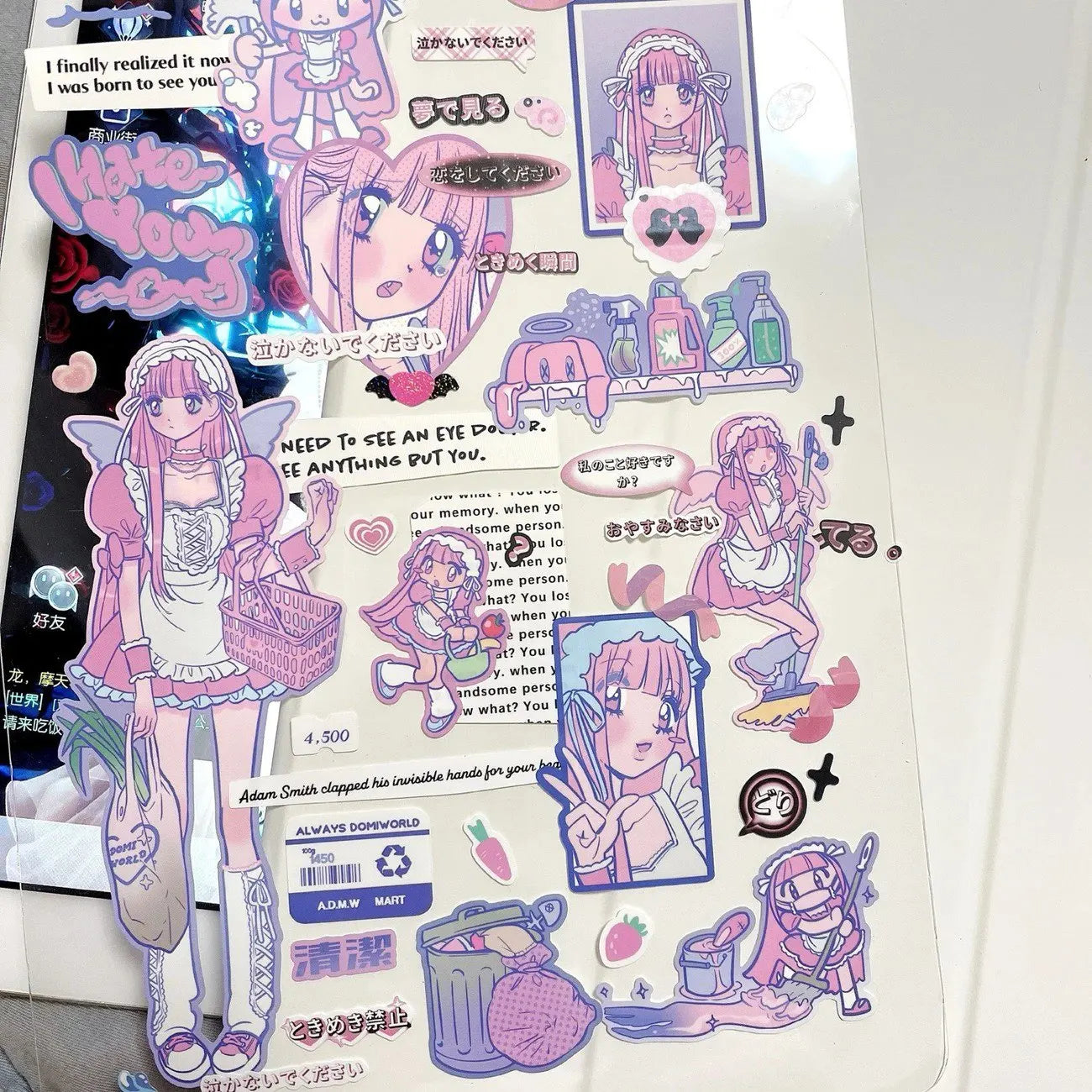 1/7 Pcs New Domi Character Stickers Korean Alternatives for Instagram Hot Girl Stickers DIY Phone Case Journal Materials