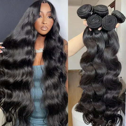 38 40 Inch Body Wave 3 4 Bundles Brazilian Remy Unprocessed Human Hair Wavy Doule Drawn Bundles Weave Extensions