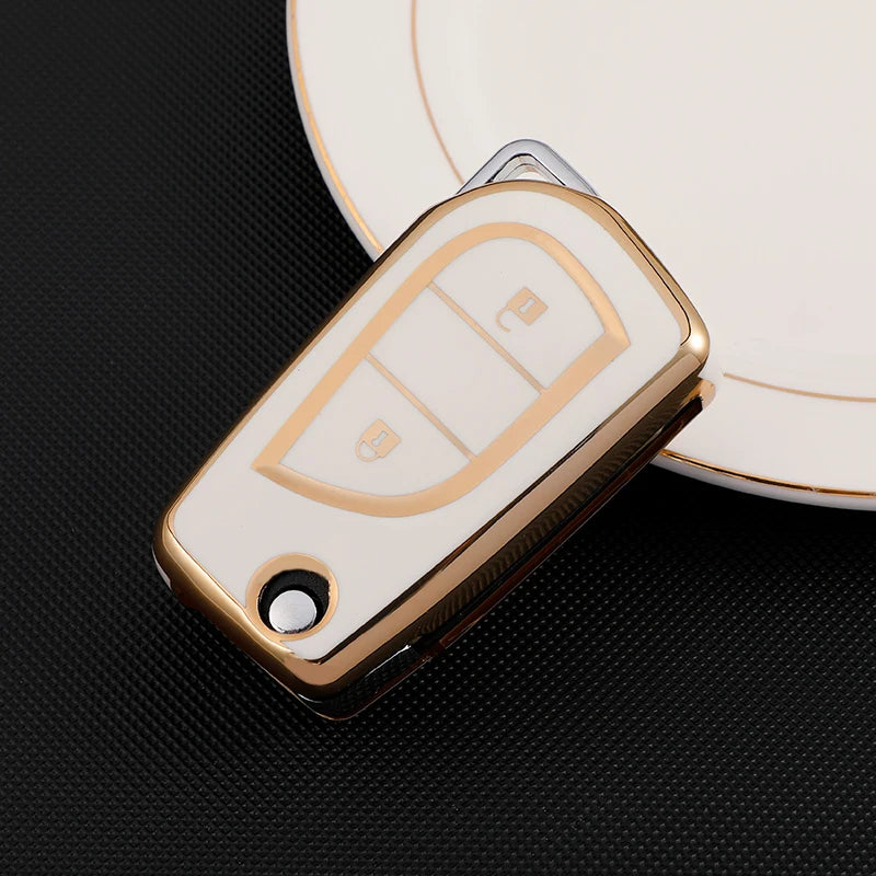 2/3 Button Soft TPU Car Key Cover Case Auto Shell Holder Protector Fob for Toyota Aygo Yaris Highlander Camry RAV4 Keychain