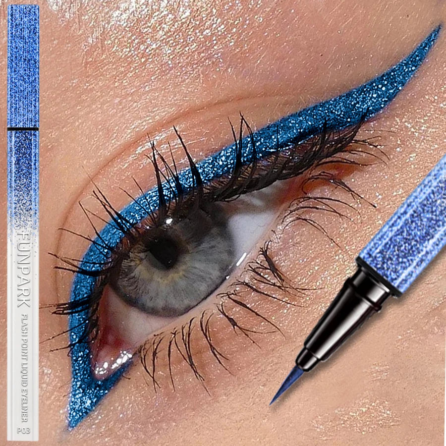 Bule Shimmer Waterproof Eyeliner Pen High-shine Liquid Eyeliner Korean Makeup Easy to Wear Cosmetics Smudge-Proof  Eye Cosmetics
