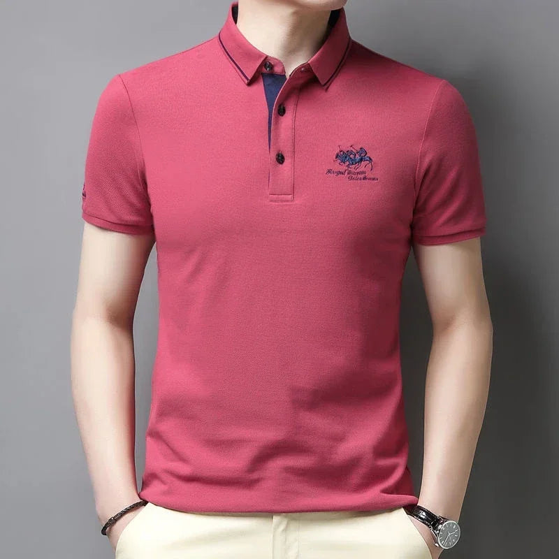 Men's Embroidered Polo Shirt - Short Sleeve, Casual Summer Top