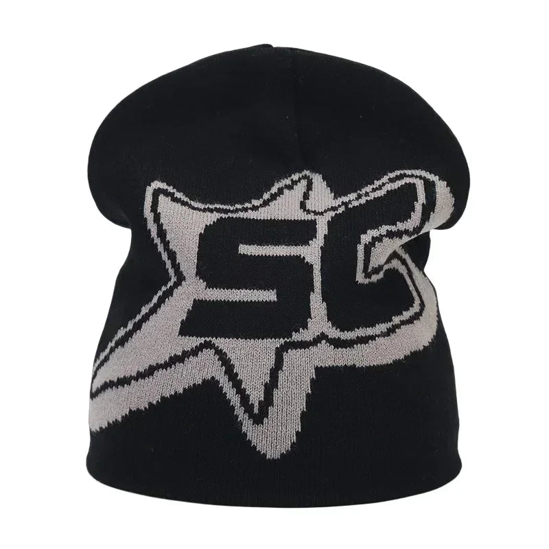 Y2K Letter Knit Beanie, Warm Ski Hat