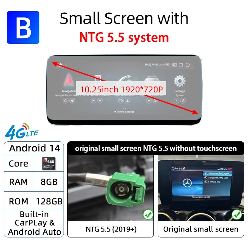 Android 14 Carplay Auto Radio Touch Screen For Mercedes C GLC V W205 X253 W447 NTG 5.5 6.0 2019-2023 Smart Car System Head Unit