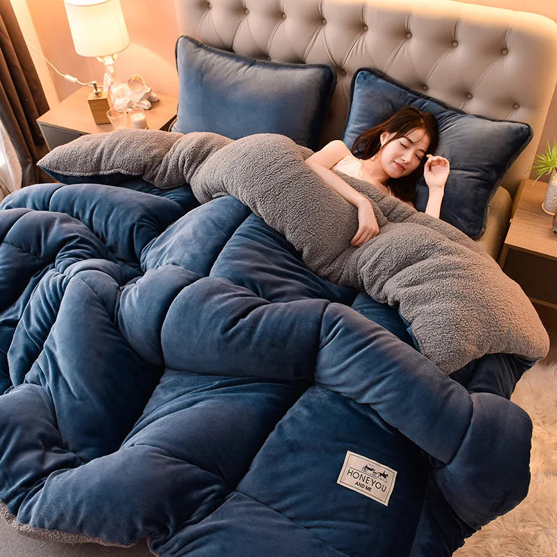 Lamb Fleece Winter Quilt, Double-Sided Velvet Comforter