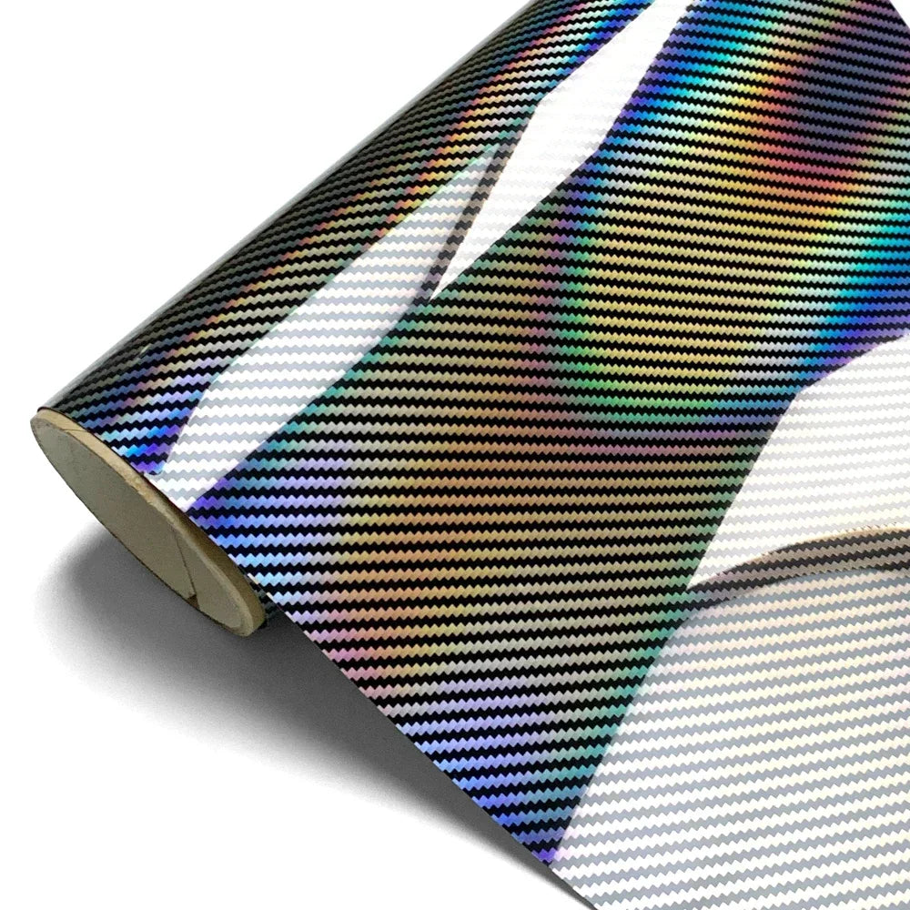Laser Rainbow Carbon Fiber Stickers Gloss Car Vinyl Wrap Film Air Release Bubble Free Waterproof Sticker Tunning Car Accessories