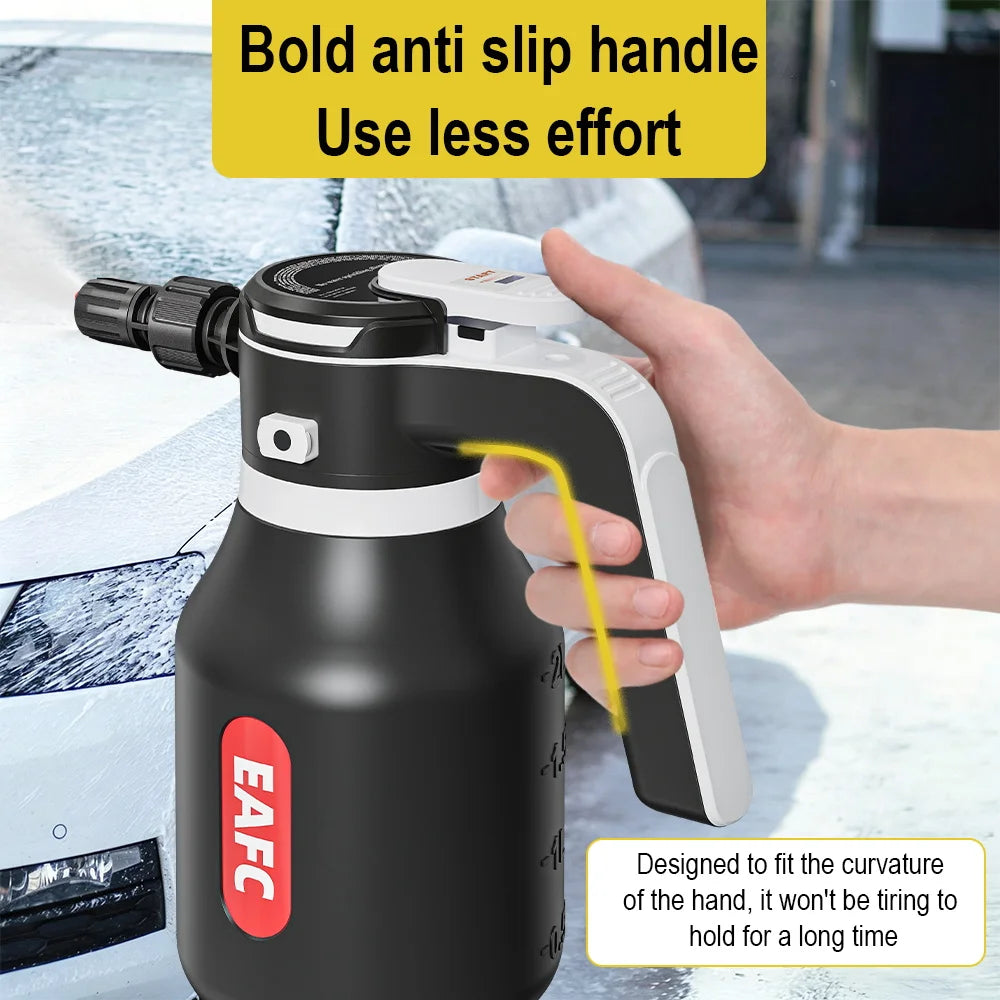 EAFC 2000ML Electric Foam Sprayer Car Wash Gun Wireless Rechargeable Foam Cannon Auto Cleaning Tool 60° Spray Range