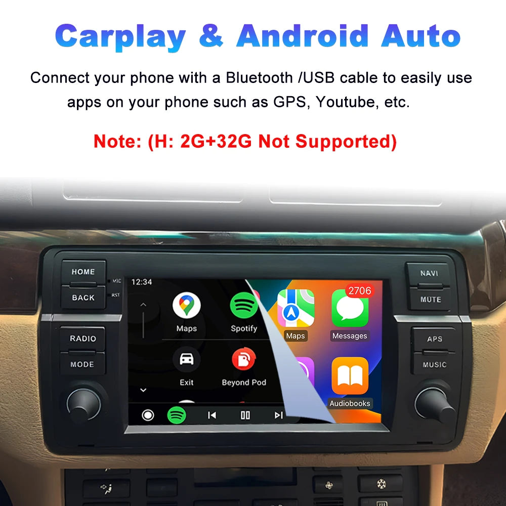 Car Stereo with Apple CarPlay & Android Auto, Compatible with BMW 3 Series E46 (1999-2005)