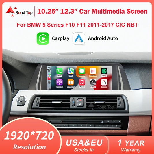 Wireless CarPlay & Android Auto Display Screen, Compatible with BMW 5 Series F10 F11 (CIC/NBT)