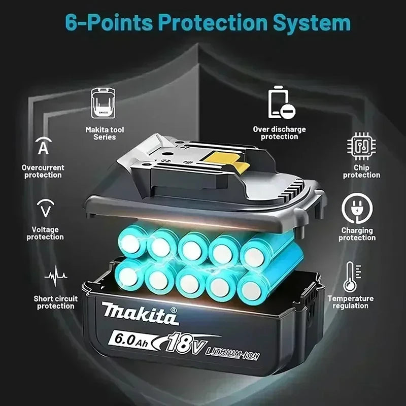 Genuine 6Ah  9Ah makita BL1860 18V Battery Power Tools Li-ion Replacement LXT BL1850 BL1840 for 18V Screwdriver