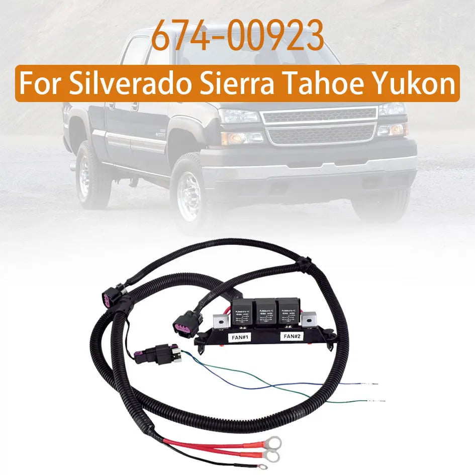 674-00923 JCTFN22 Electric Dual Fan Control Wiring Harness Fits for Chevy Silverado Tahoe GMC Sierra Yukon Replaces 67400923