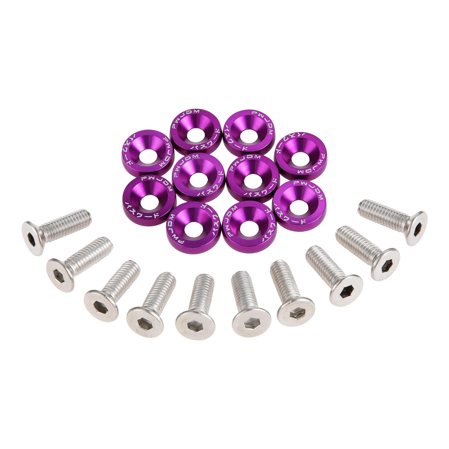 M6 Anodized Aluminum Fender Screw Washers Bolts for Automobile Fender Headlight Bumper Car Modified Fasteners Aluminum