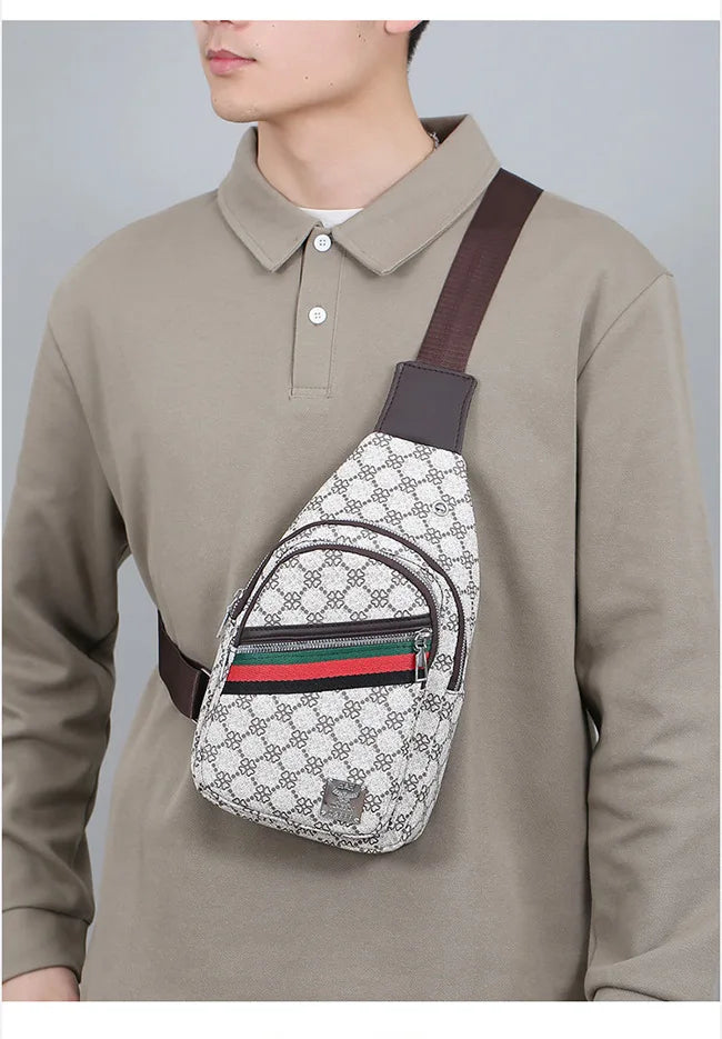 Men's Multifunction Messenger Bag Shoulder Cloth Chest Bags Crossbody Casual Handbag with Earphone Hole
