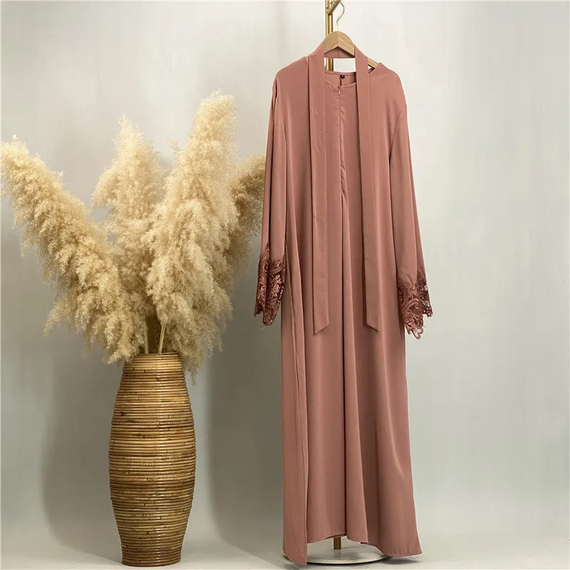 Ramadan Lace Abaya Dubai Luxury Muslim Women Maxi Dress Kebaya Caftan Marocain Femme Modest Robe Islam Clothing Kaftan Vestido
