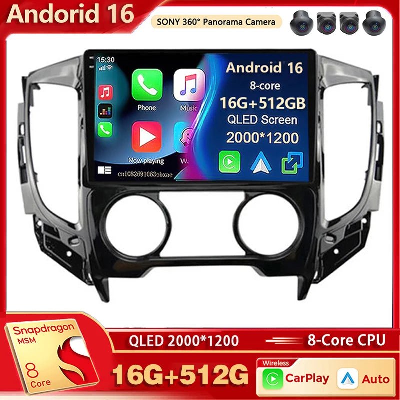 9" Android Car Stereo for Mitsubishi Pajero Sport 3 & L200 (2015–2019) — CarPlay, Android Auto, DSP, WiFi+4G