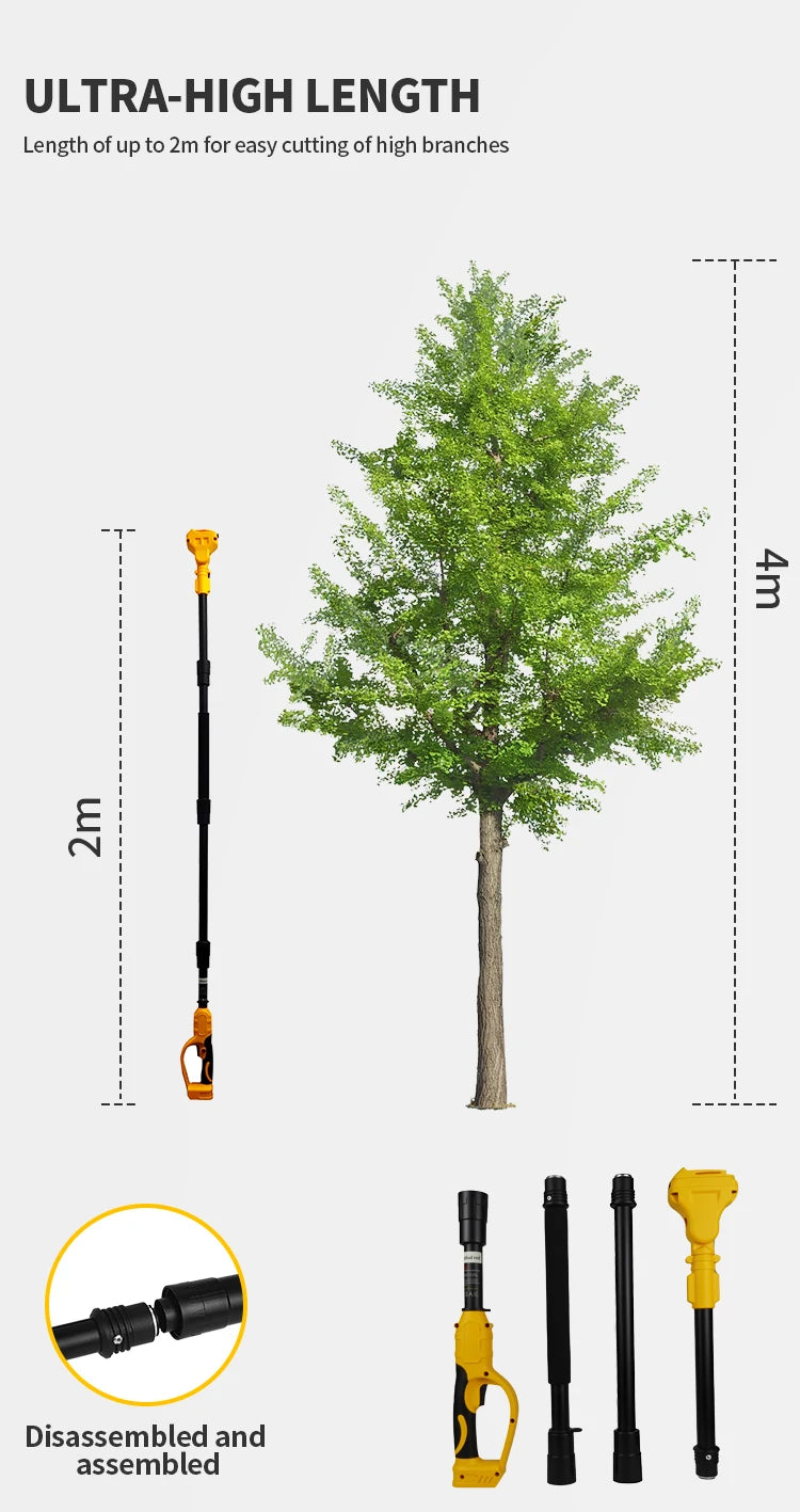 Brushless 6 Inch Electric Chainsaw Telescoping Pole Pruner High Branch Saw Garden Tree Pruning Tool For Dewalt 20V Battery Pin