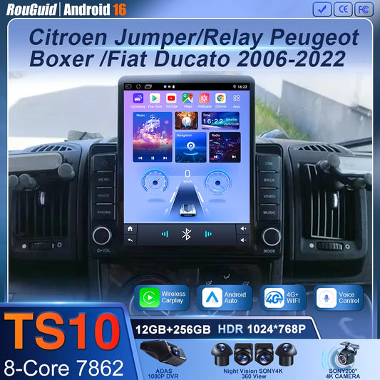 9.7" Android Car Stereo for Citroen Jumper, Peugeot Boxer & Fiat Ducato (2006–2022) — CarPlay, GPS, WiFi