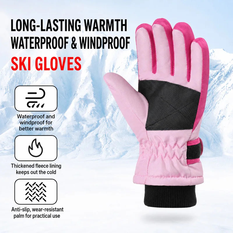 Kids Winter Ski Gloves - Fleece Lined Snow Gloves for Ages 3-15 - photo 3