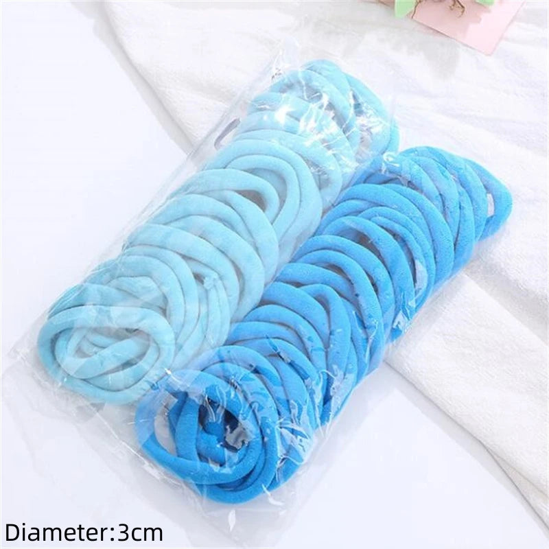 50pcs Black Elastic Hair Band Leagues Ties Colets Scrunchies Springs Gum Accessory For Girl Women No Damage Pigtails Holder Set