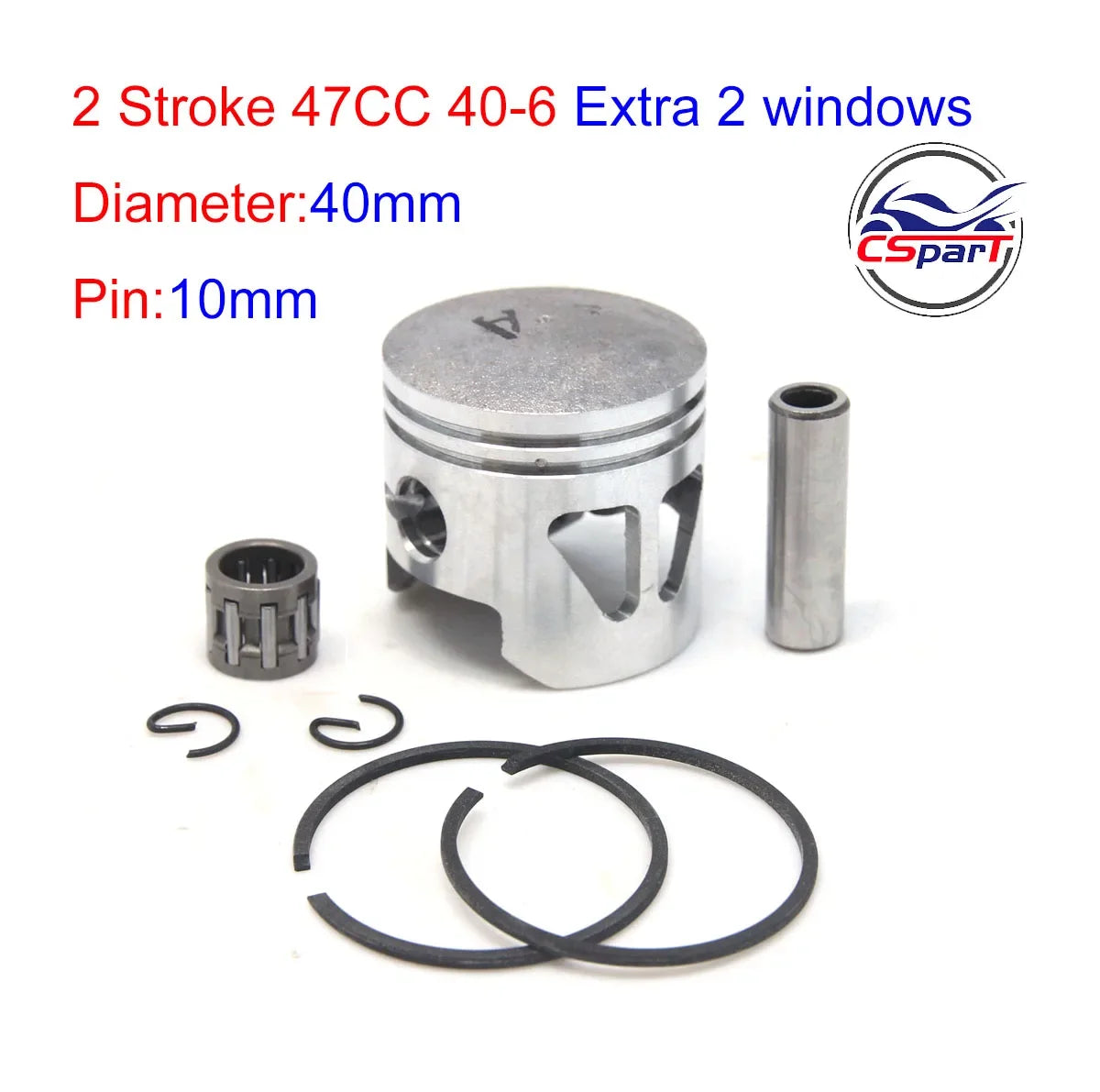 Racing 40-5 40-6 44-5 44-6 40mm 44mm 10mm 12mm Piston Kit 43CC 47CC 49CC Brush Cutter Trimmer Mini Moto ATV Dirt Pit Bike Part