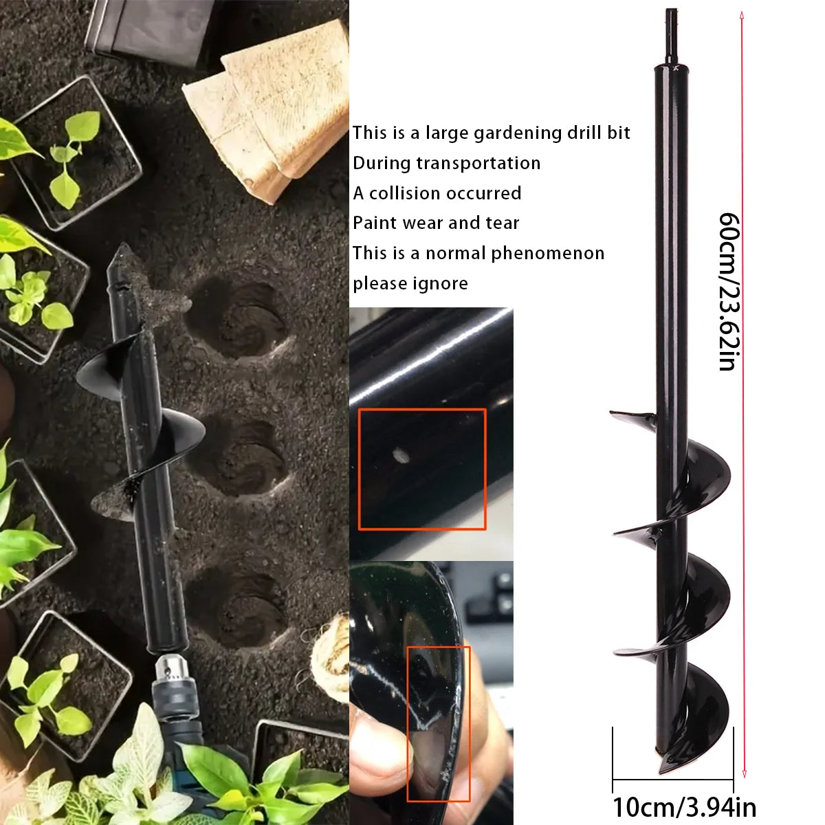 Spiral hole drill bit - Home planting spiral drill bit - Planting tool for loosening soil and digging holes, garden drill bit,