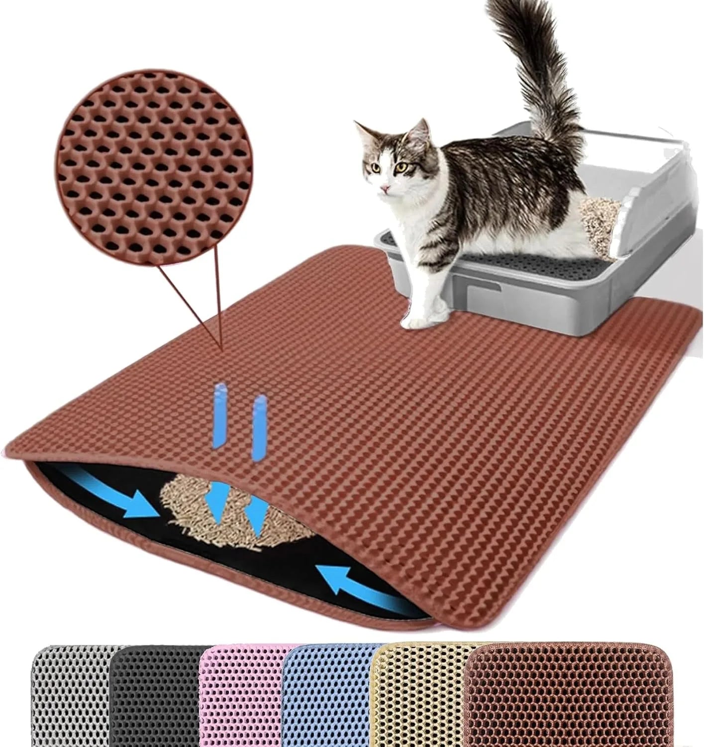 Double Layer Non-Slip Cat Litter Trapping Mat – Waterproof Wear-Resistant Litter Box Filter Pad | Anti-Slip