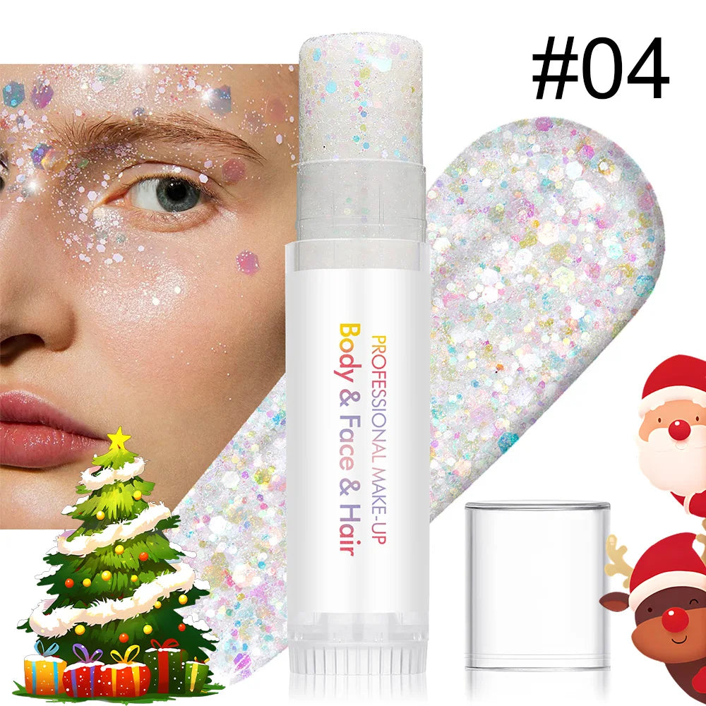 Body and Facial Glitter with Long-Lasting Shine, Suitable for Holiday and Christmas Party Makeup