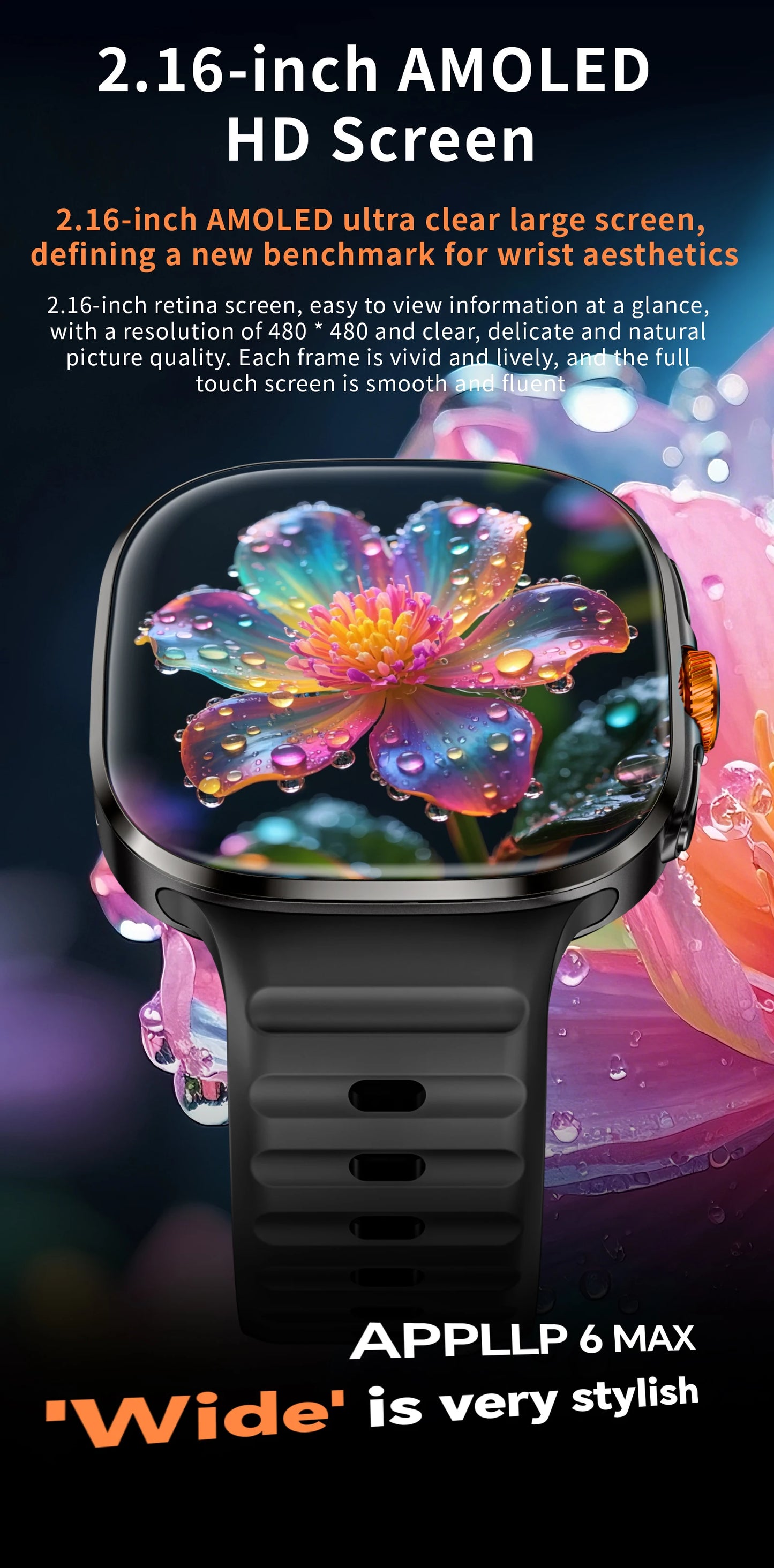 LOKMAT New APPLLP 6 MAX Android Smart Watch Phone Amoled Touch Screen Rotating Camera AI Translation Function Chatgpt