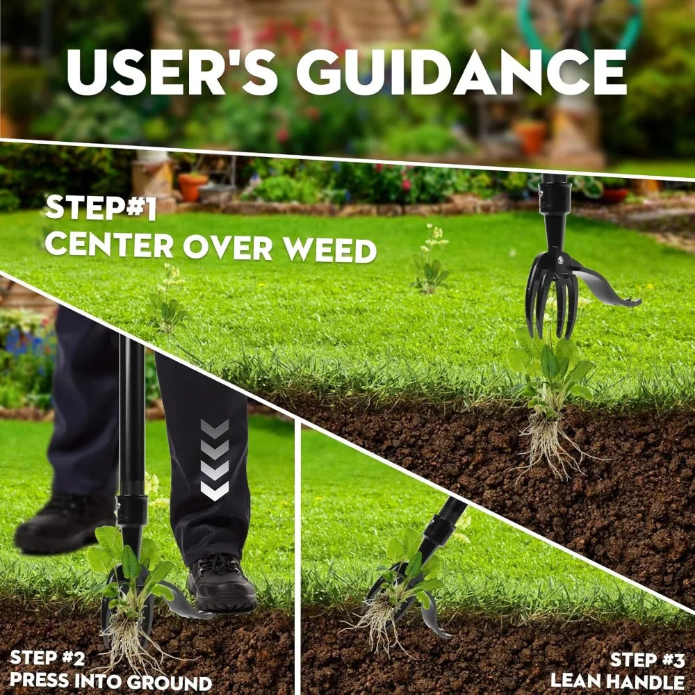 Stand Up Weed Puller Manual Vertical Weed Stuff/Pulling/Garden Tools Garden Foot Pedal Shovel Root Metal Weed Remover with Rod