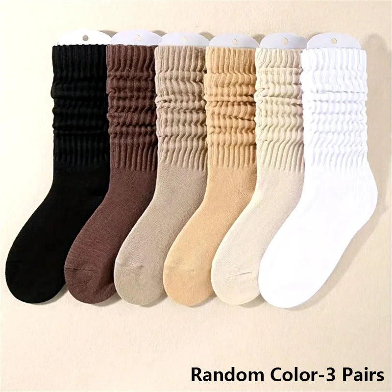 6-Pair Pleated Crew Socks – Soft Casual Cotton-Blend Set
