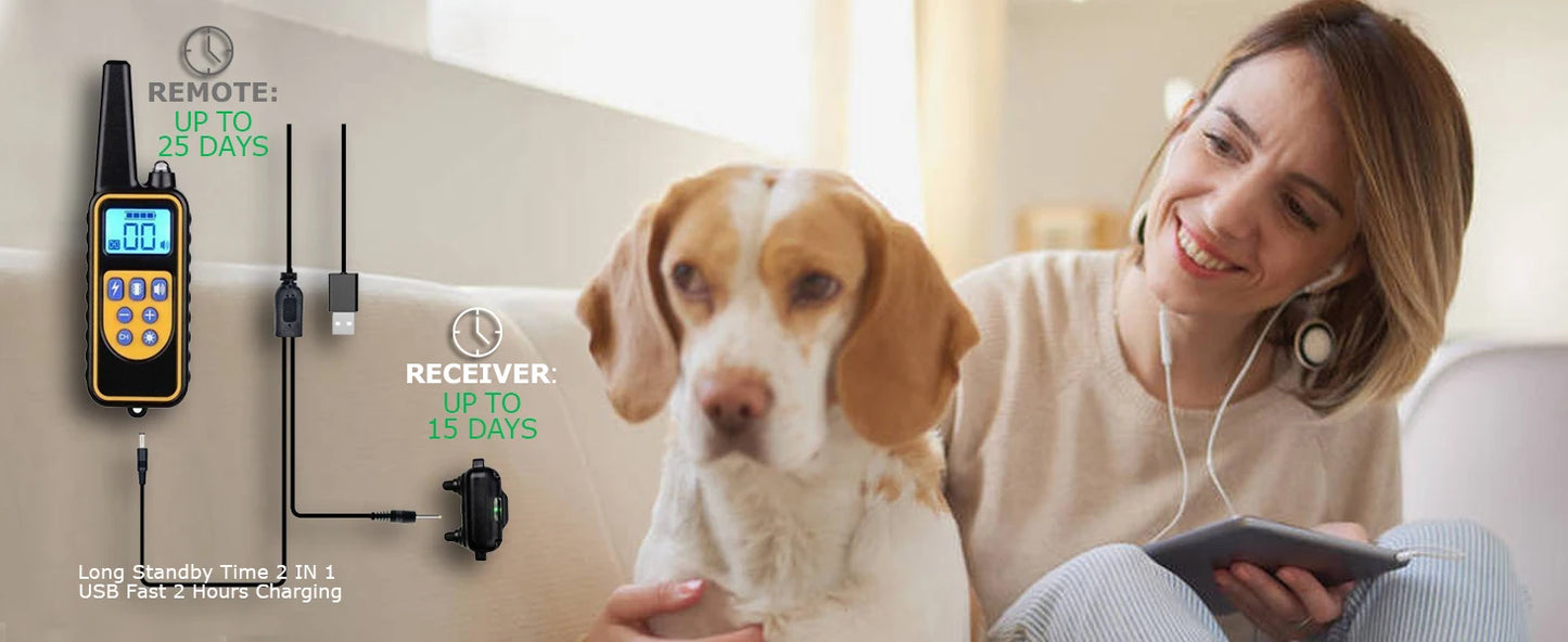 Dog Shock Collar- [New Edition]Dog Training Collar for Large Medium Small Dogs IPX7 Waterproof Rechargeable E Collar with Beep,