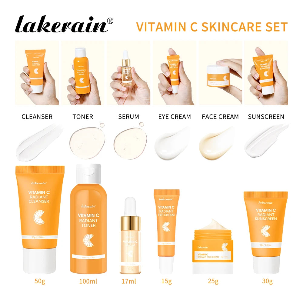 Vitamin C Skincare Set — 6pcs Brightening Dark-Spot Kit