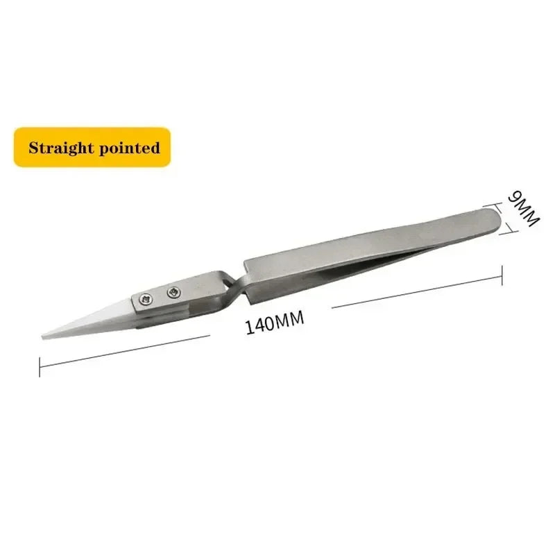 1-3pcs Ceramic Tip Labor-saving Electronic Soldering Tweezers, Anti-Static Reverse Acid Resistant Precision Chuck Tweezers