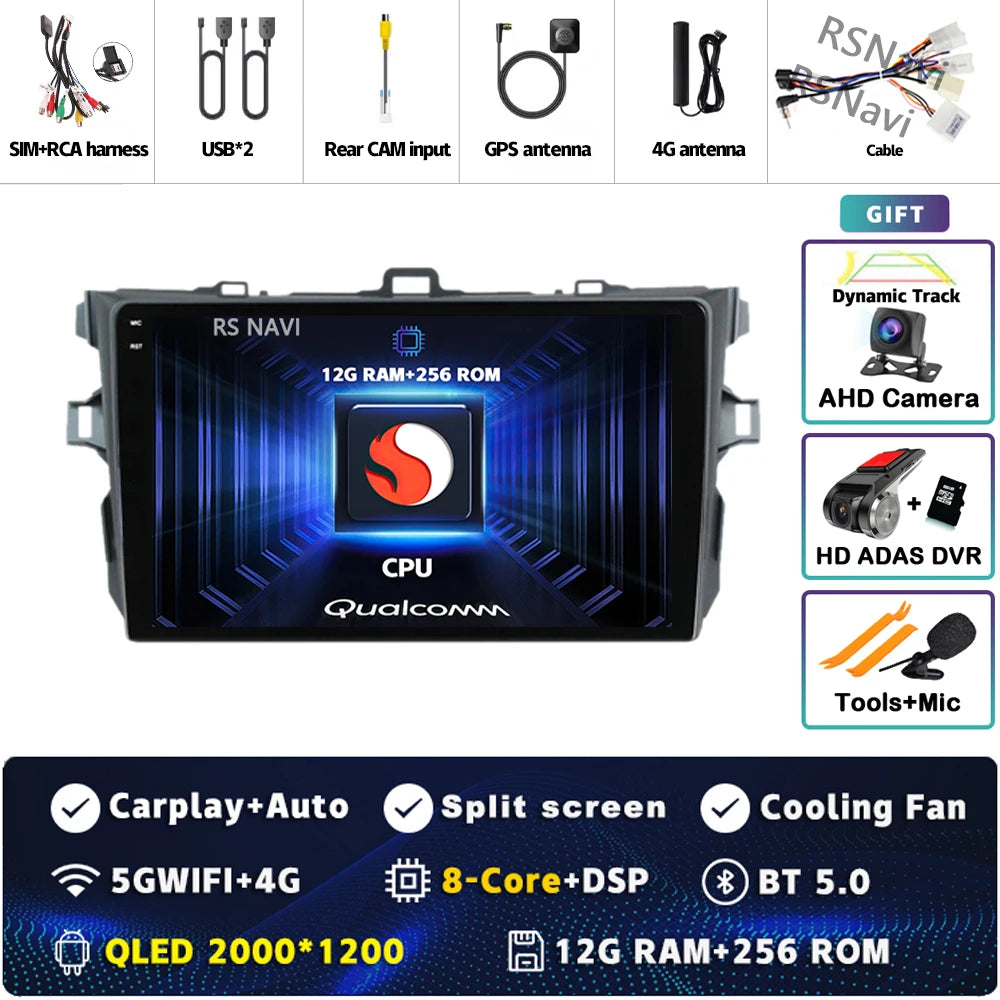 Android 16 Car radio Navigation Multimedia Player For Toyota Corolla 2006 2007 2008 2009 2010 2011 2012 2013 Carplay Auto Stereo